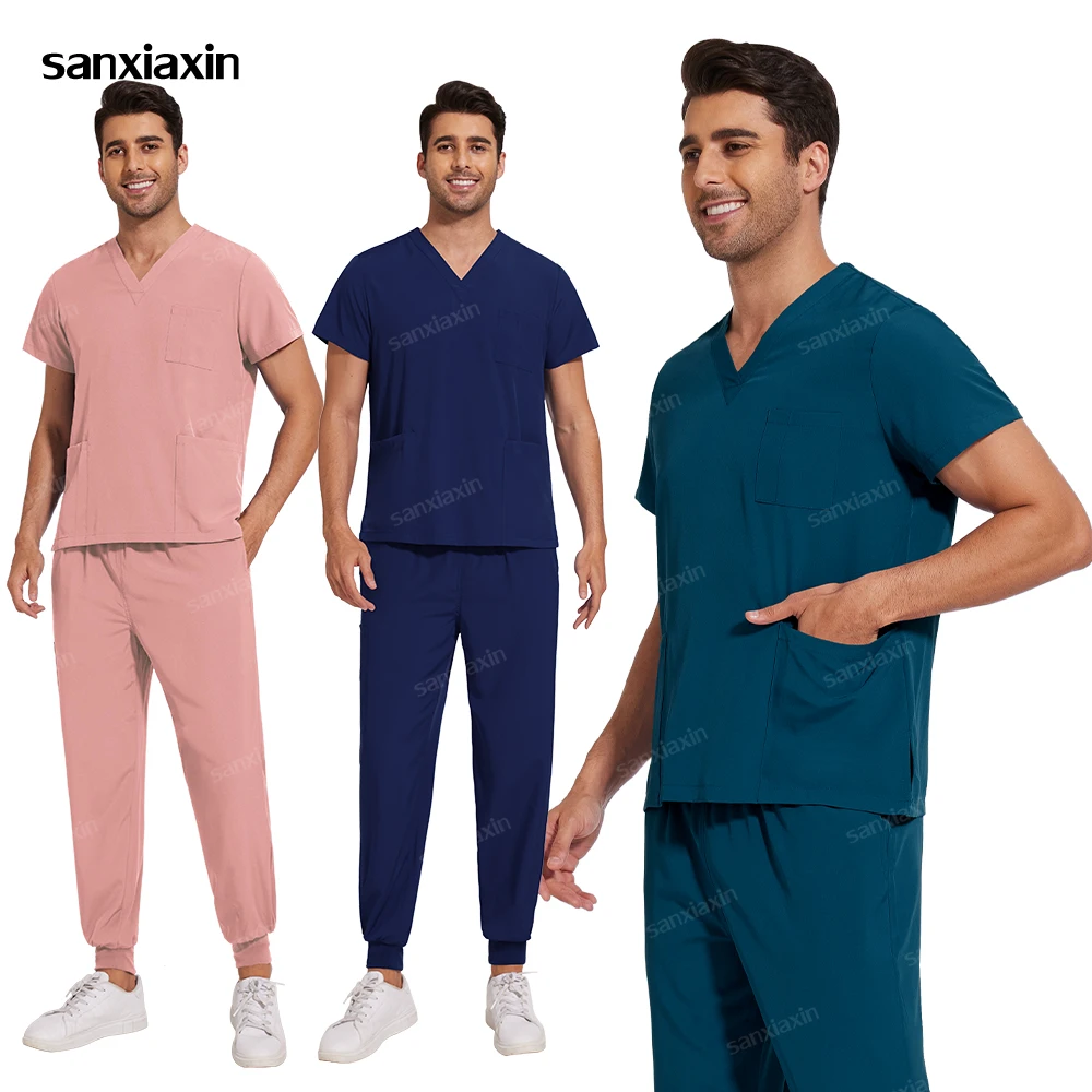 Medical Scrubs Top+Pant Doctor Nurse Nursing Tunic Suit Beauty Salon Workwear Clinical Spa Surgical Uniforms Woman Men Scrub Set