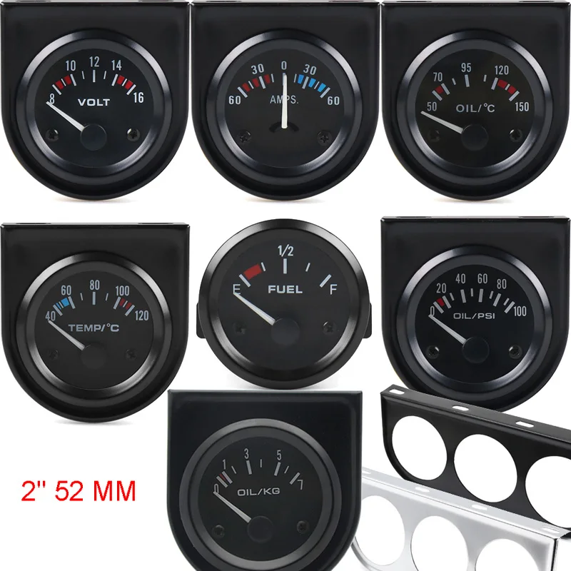 

2"/52mm(Water temp,Oil temp,Oil press psi,Oil press kg,Volt,Ammeter/Fuel level,without float)Car Meter