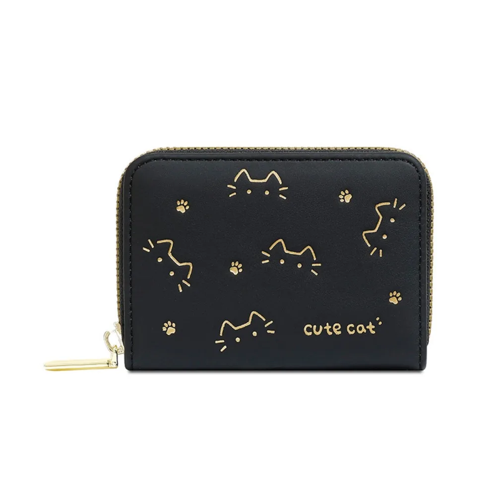

Cute Kawaii Cat Pattern Wallet Pu Korean Style Short Coin Purse Candy Color Waterproof Small Zipper Wallet School