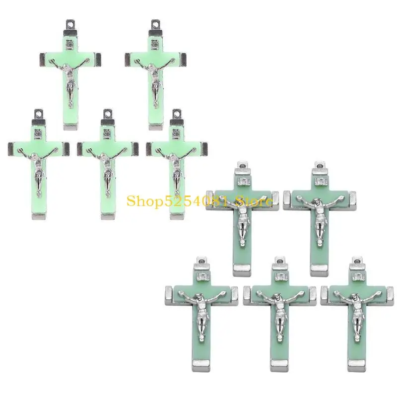 Afbeelding 3: AXYC 5x Metalen Christus Jezus voor Kruis Lichtgevende Glow Hanger Kruisbeeld Ornam