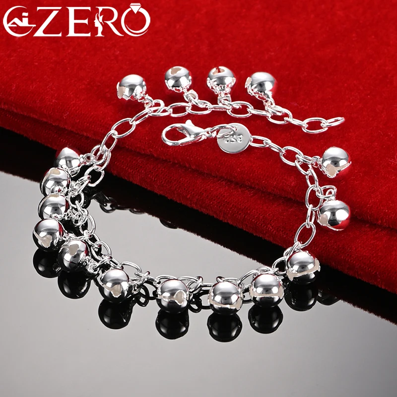 

ALIZERO 925 Sterling Silver Small Bell Bead Bracelet Chain For Women Fashion Cute Style Beautiful Accessories Charm Jewelry Gift