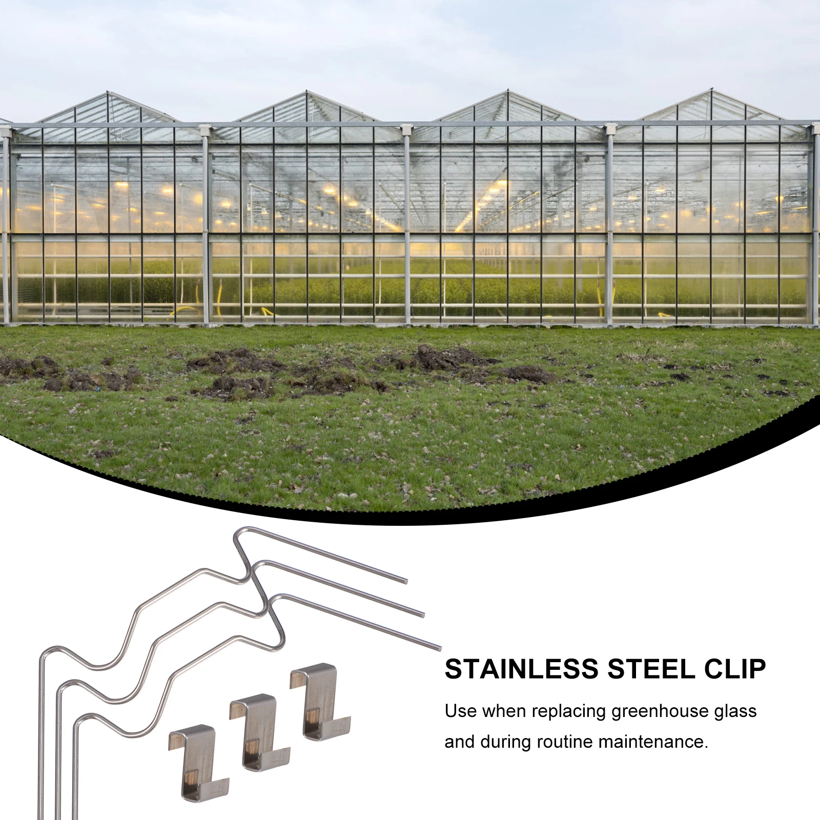 

100pcs Glass Clips Stainless Steel Greenhouse Fixing Durable Heavy Duty Garden Supplies Pane Attach Accessories Anti Rust Long