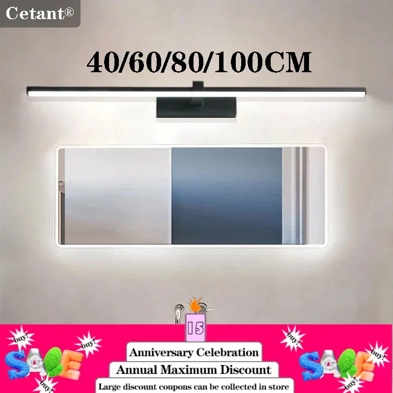 Lâmpada de parede led 40/80/100cm moderna espelho decoração iluminação longa luz tira para banheiro cozinha luminária interior brilho