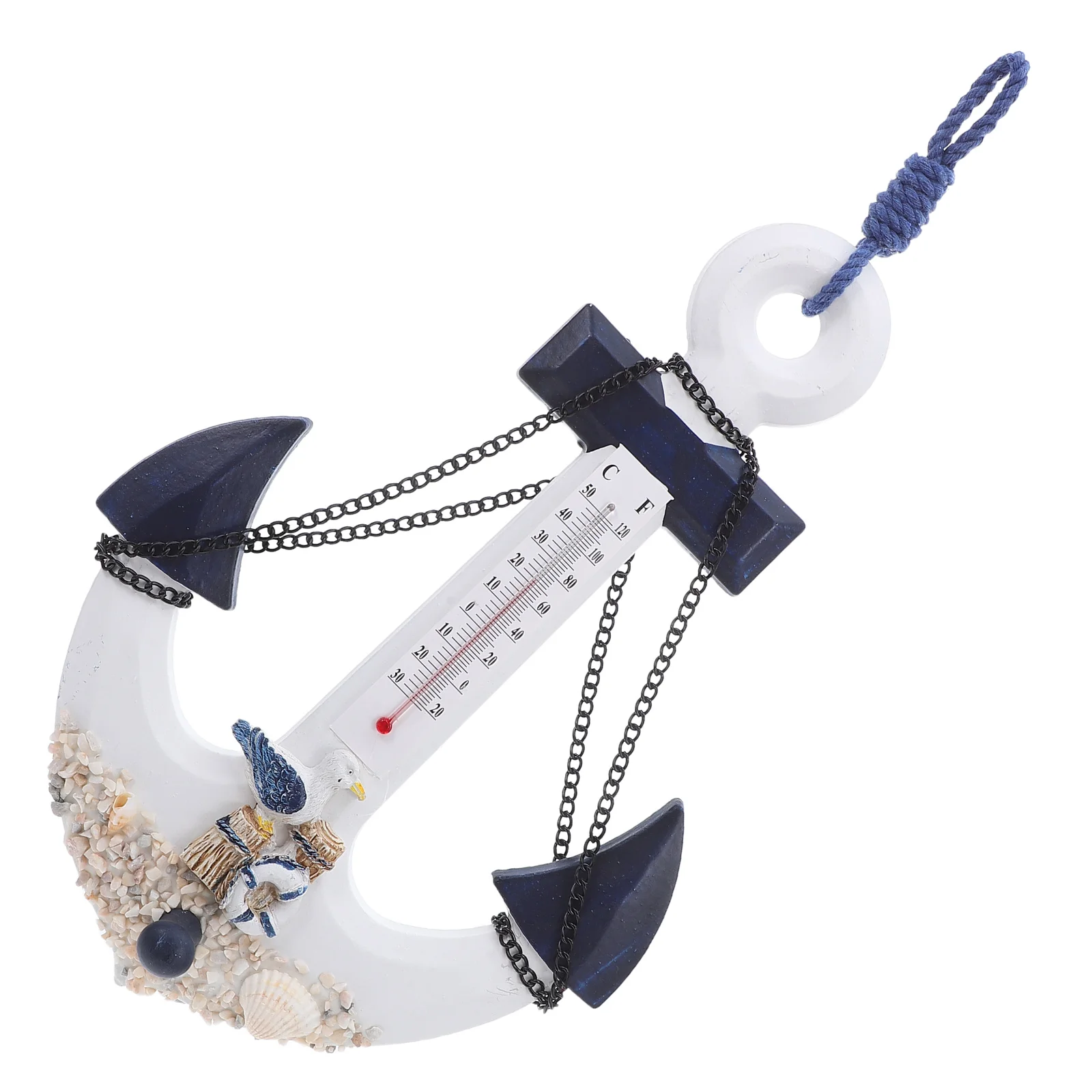 

Anchor Shaped Wooden Thermometer Nautical Mediterranean Bedroom Living Room Wall Decor Ocean Theme Hook Beach Anchor Wall Decor