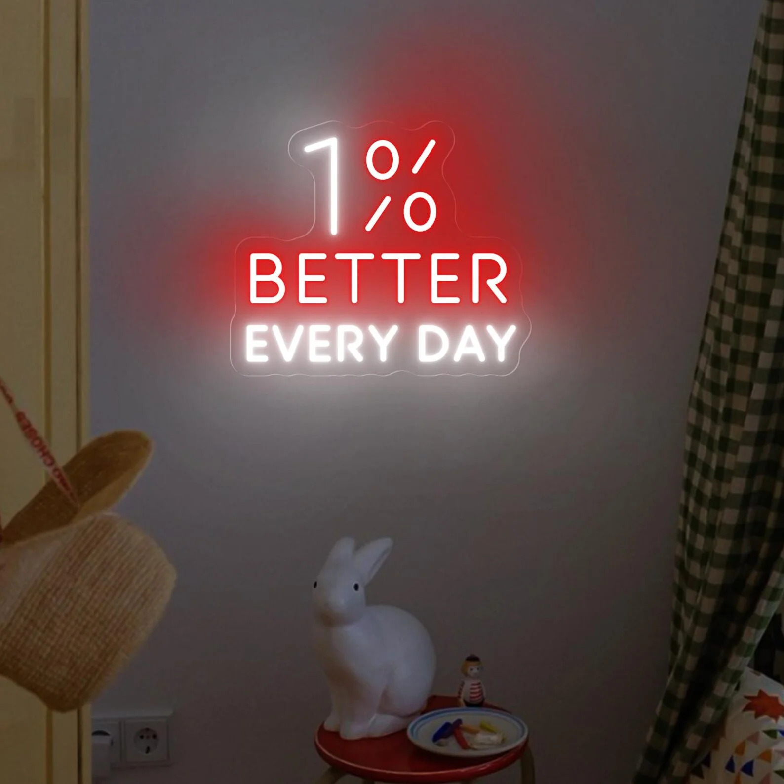 1% Better Everyday Neon Sign, Motivational Quote Neon, Gym Wall Art, Christmas Gift, Sports Room Sign, Physical Therapy Neon, Fi
