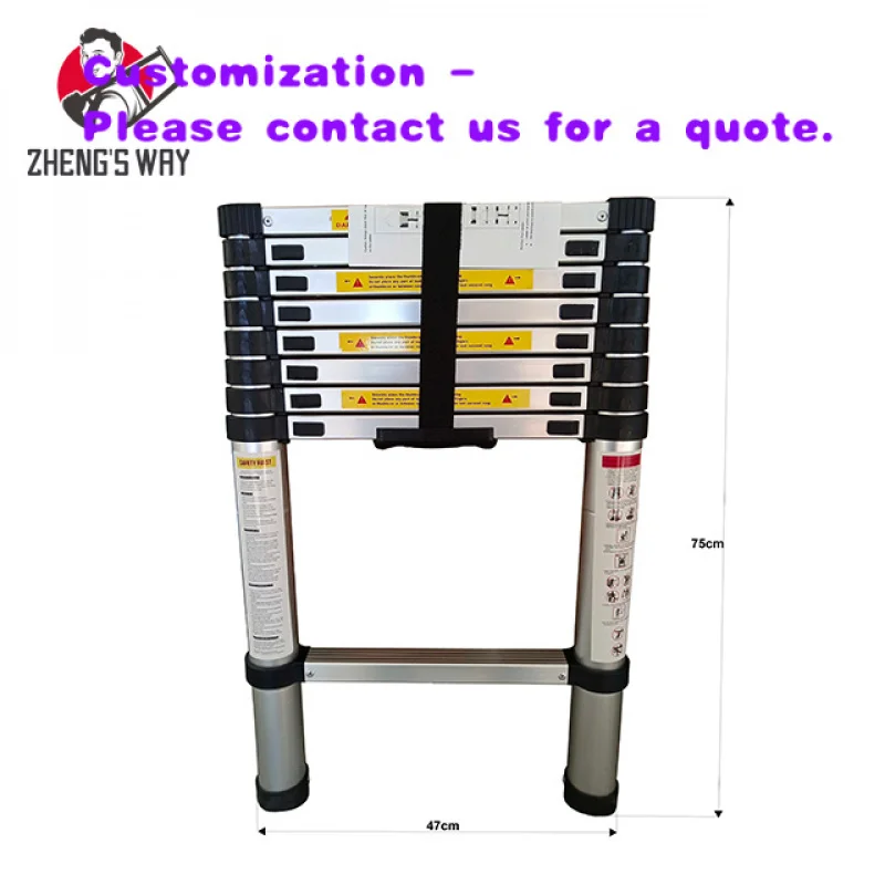 custom.Telescoping Retractable Ladder Stairs Domestic Ladders Hotel Aluminum OEM Modern Staircase 12.5 Feet 3.8M Silver Leader E