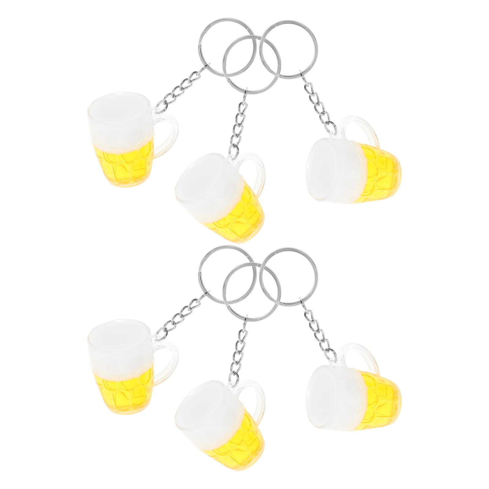 

6pcs Beer Mug Keychain Mugs Pendant Mini Cup Pvc Charm Keyring Accessories Creative Gifts Safe No Fading Kids Friendly