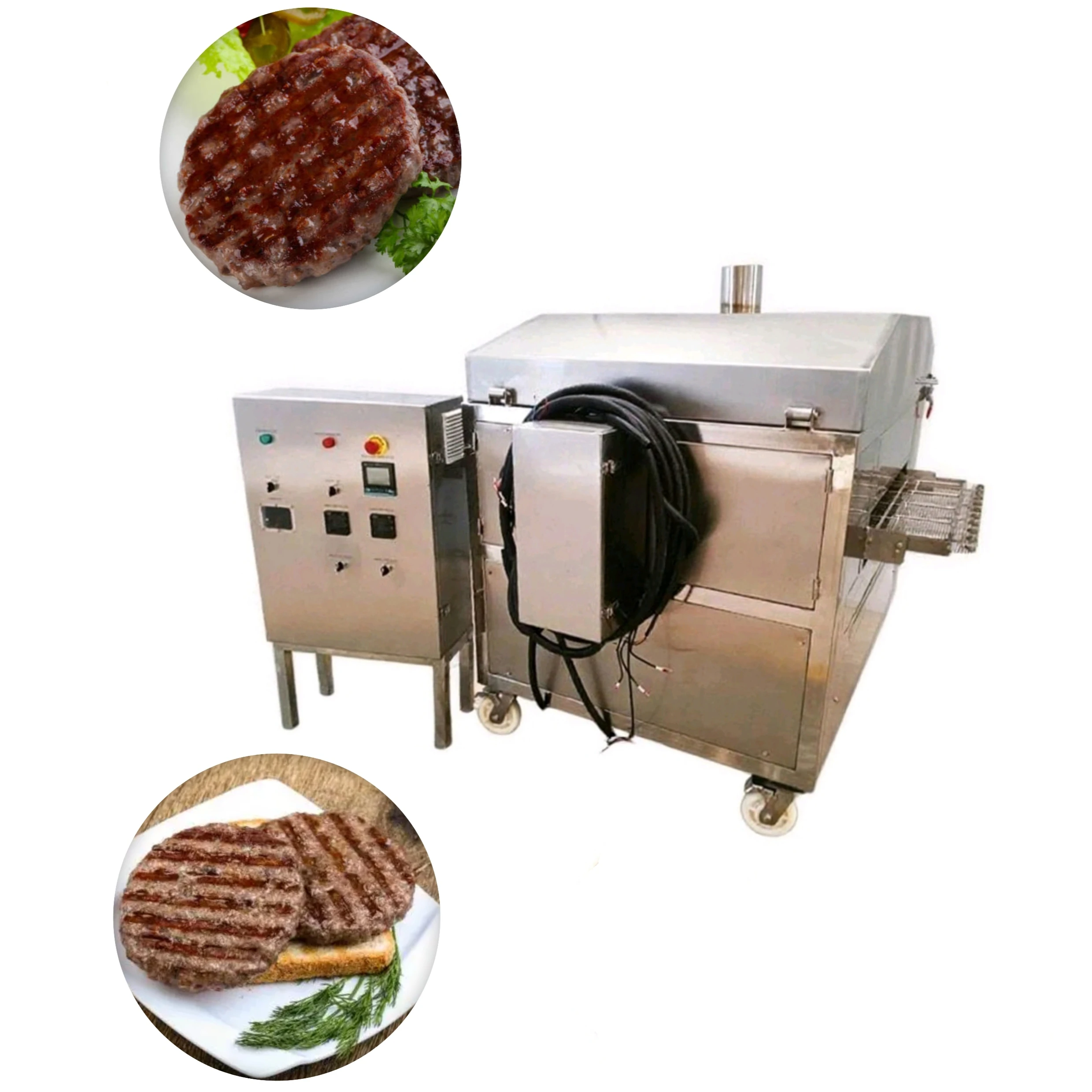 Electric Hamburger Patty Cooker Roller Marking Machine Meat Pie Nugget Grill Oven Bar Marks Making Feature Core Motor