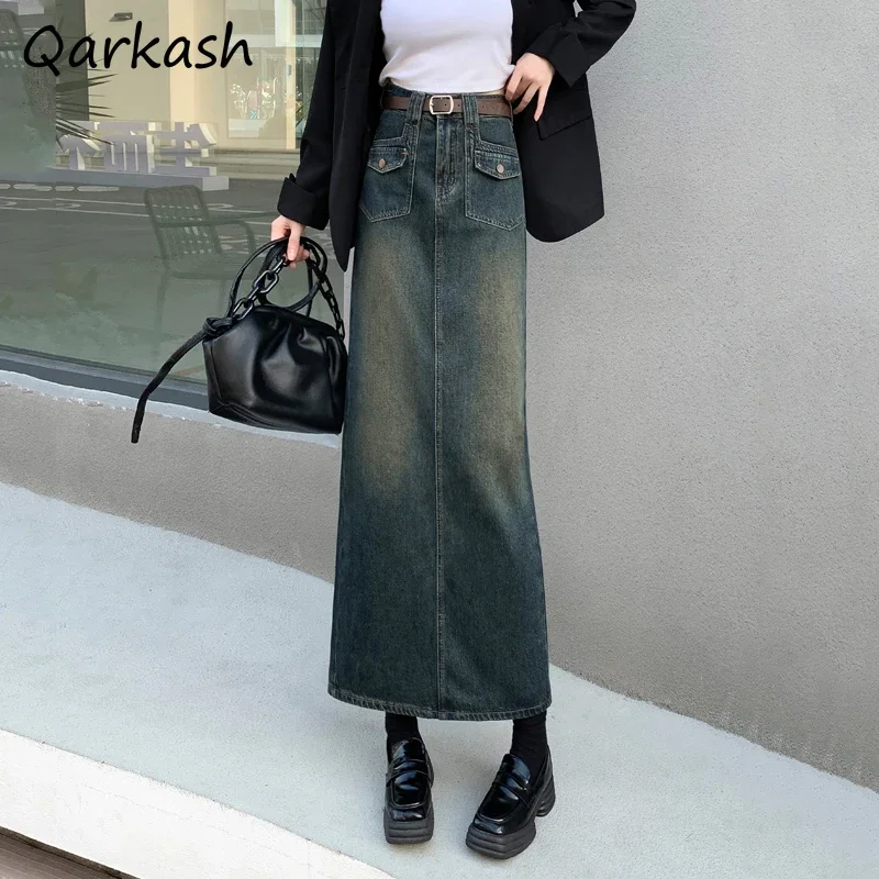 

Denim Skirts Women Slim High Waist American Style Vintage Trendy Midi Wrap Hip A-line Streetwear Hipster Personality Prevalent