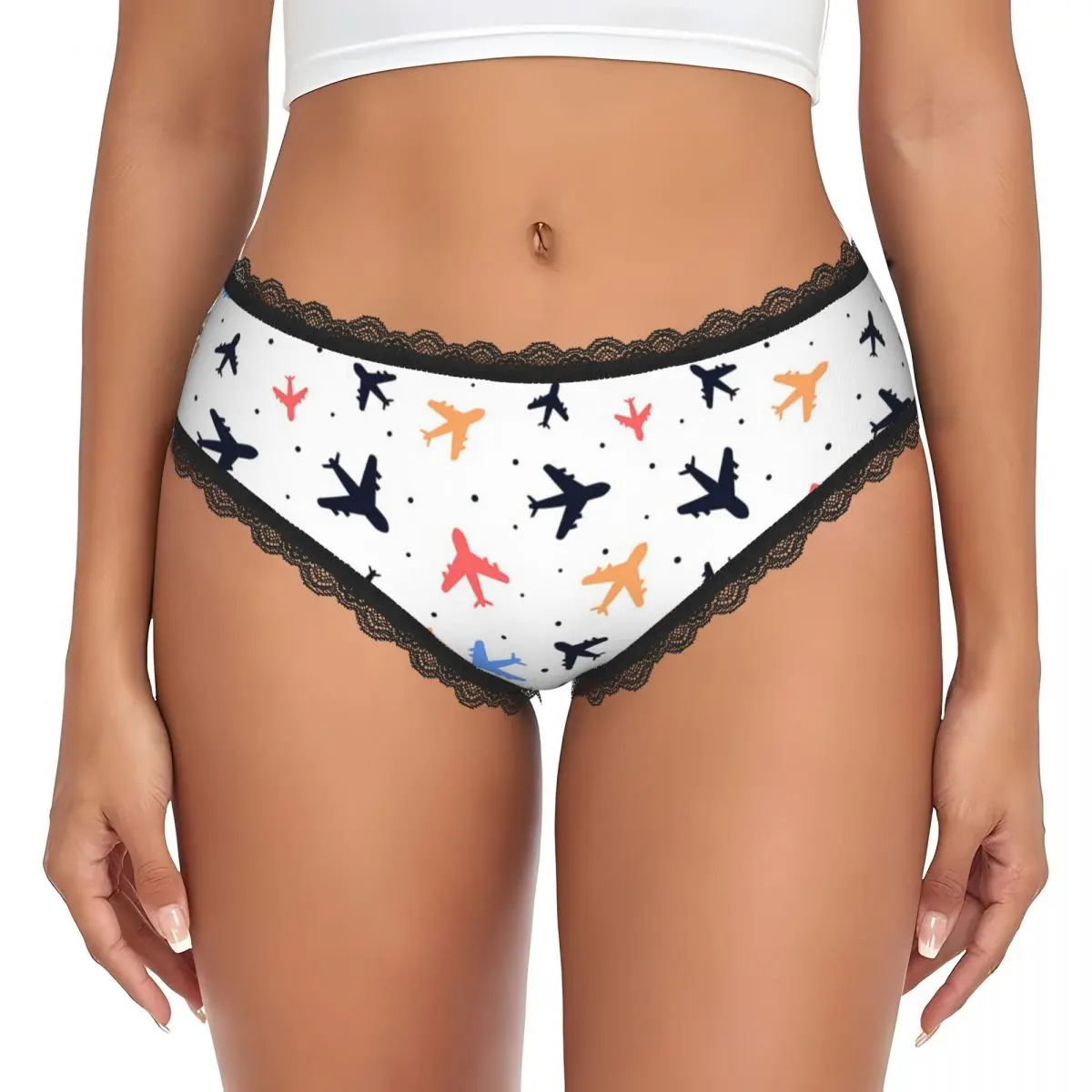 Custom Random Airplanes Pattern Aviation Fighter Pilot Panties Briefs Women's Comfort Briefs Underwear Breathable Underpants