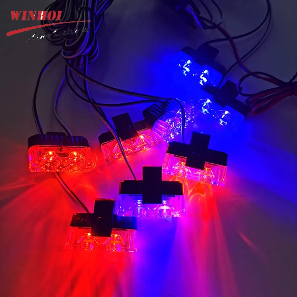

8x2 LED Wireless Grill Police Strobe Light 12V Automotive Emergency Warning Light Cars and Trucks Blue Red Yellow Flashing Lamp