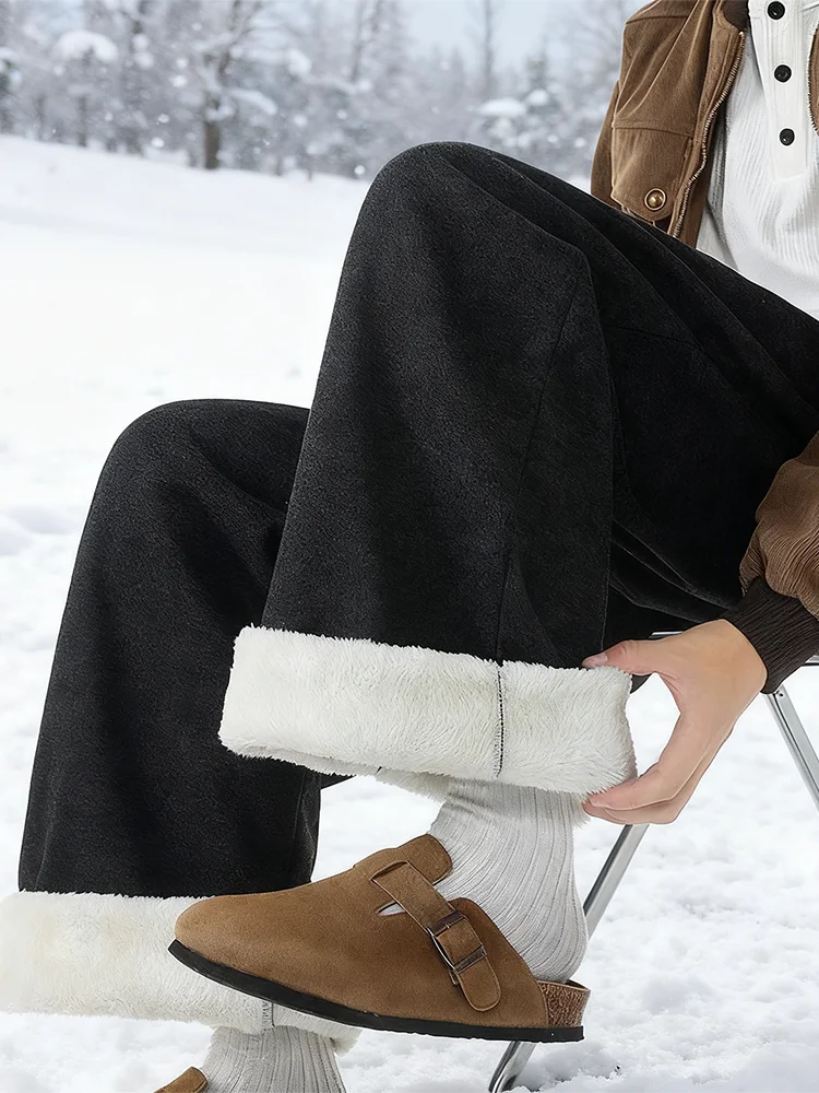 

Зимние утепленные брюки из хлопка с начесом из овечьей шерсти для мужчин и женщин, морозостойкие до -40°C, очень теплые и мягкие, в стиле «рисовая лапша», для Северо-Востока Китая