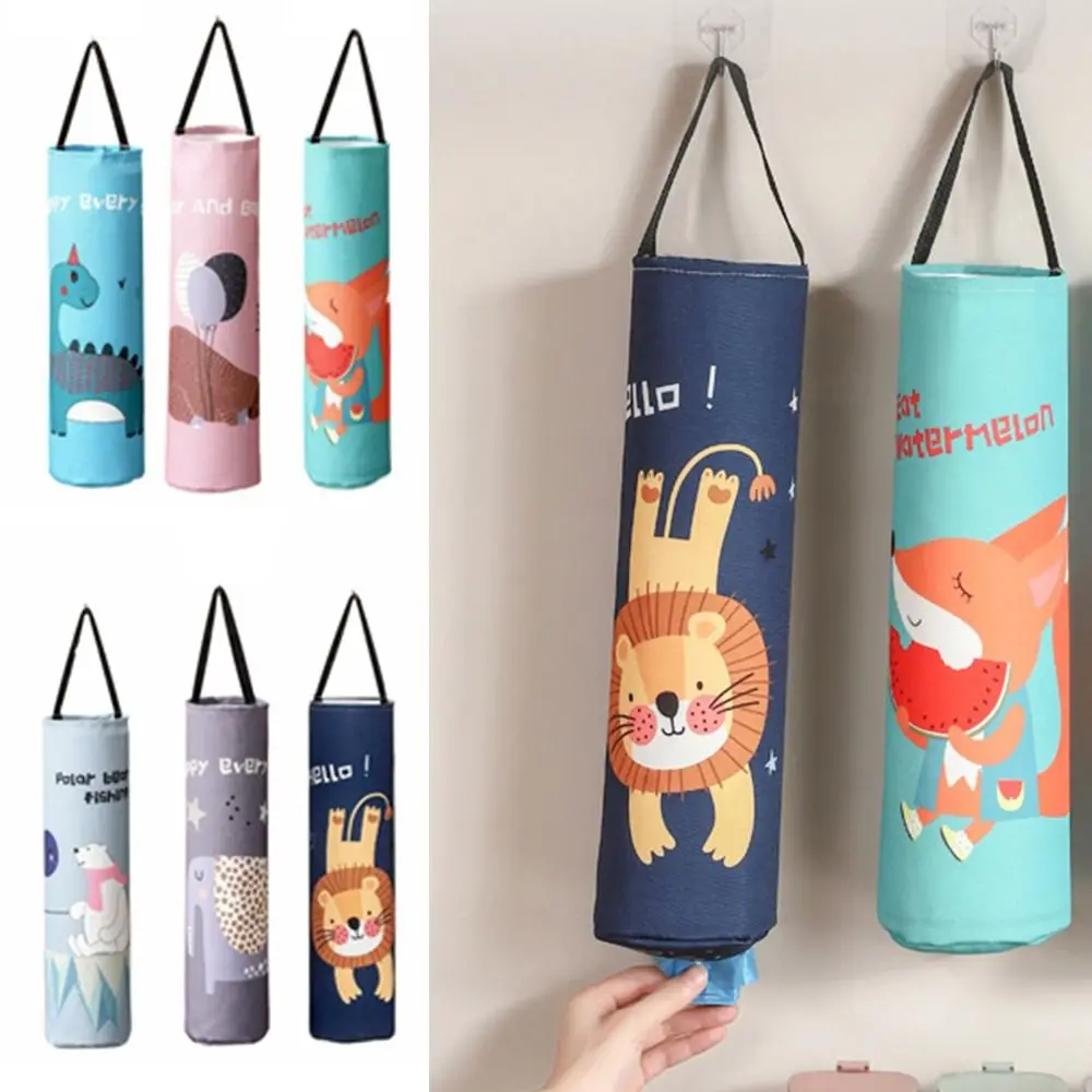 

Wall Mount Grocery Bag Holder Hanging Foldable Shopping Bags Carrier Sturdy Animal Patterns Plastic Bag Dispenser Kitchen Gadget