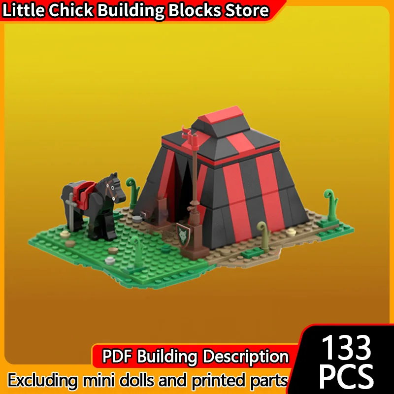 

Средневековый замок, модель MOC, строительные кирпичи, маленькая палатка на газоне, модульная технология, детские праздничные подарки, сборка игрушек, костюм