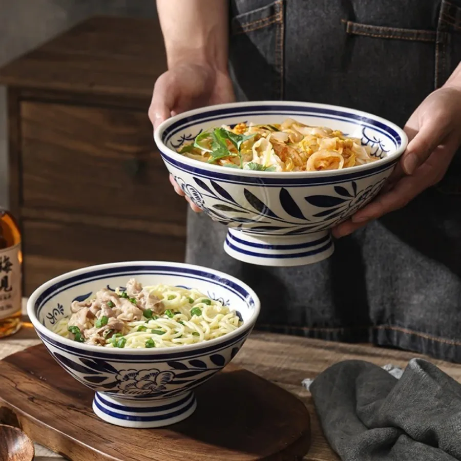 

Китайские большие керамические ретро-рамэнные миски для супа с лапшой, миски для супа с лапшой, фарфоровая миска для использования в ресторане, контейнер для еды, посуда