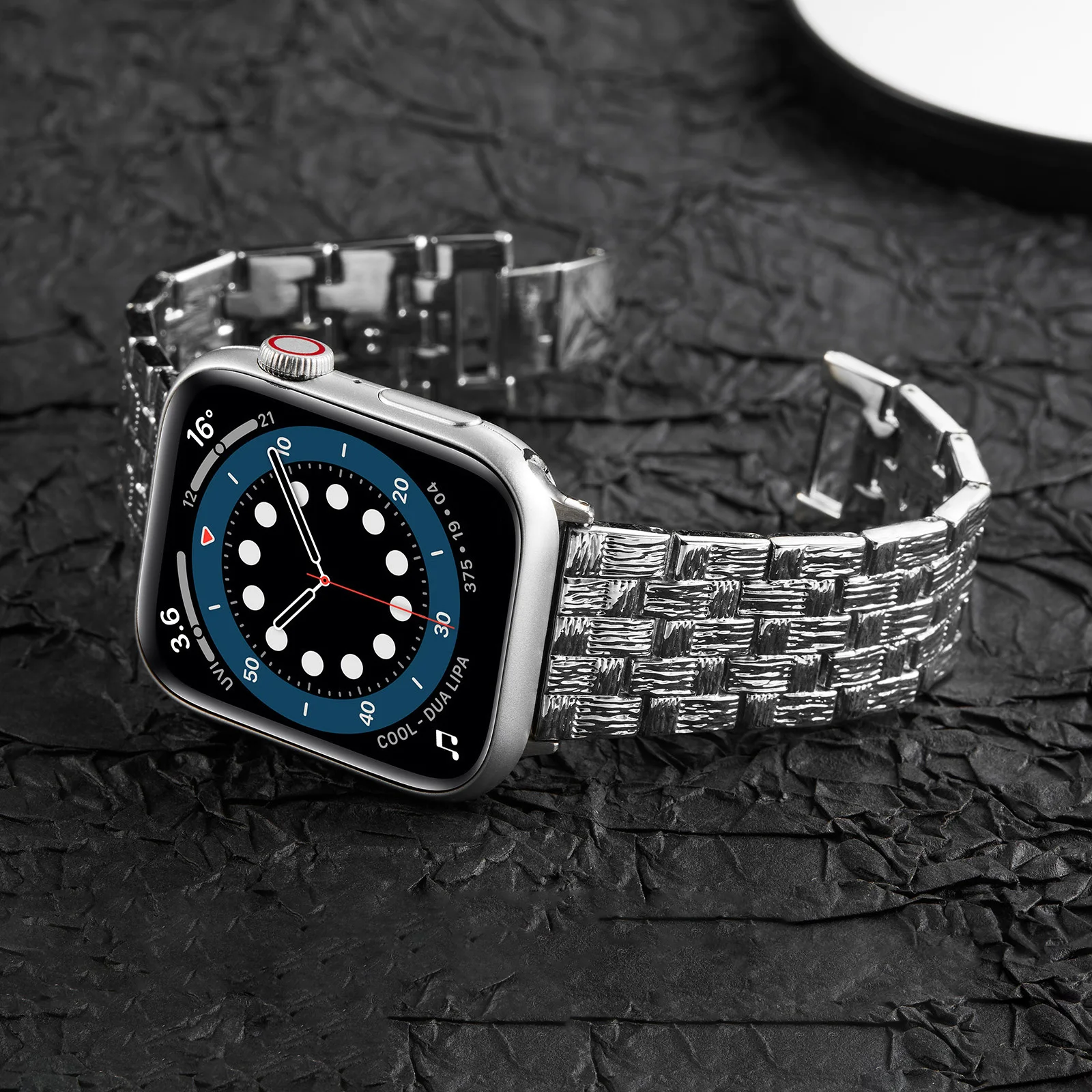 Unique woven texture strap 22MM universal strap for Apple Watch Ultra 1/2 49mm S10 46-38mm fashionable metal bracelet for iwatch