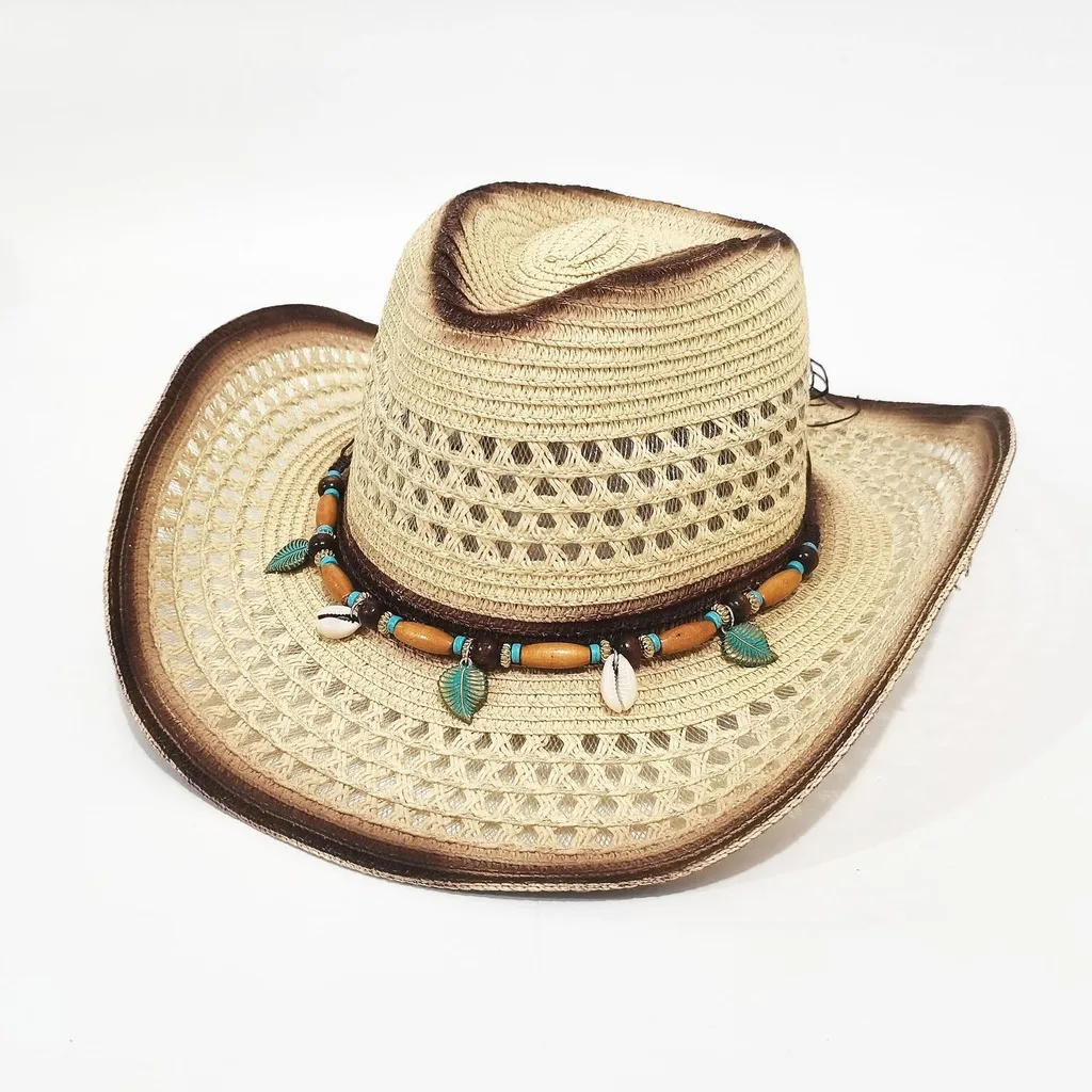 Sombrero de vaquero de ala ancha, sombrero de paja transpirable para protegerse del sol, sombrero de vaquero de paja para hombres y mujeres, ideal para complementar cualquier atuendo y protegerse del sol.