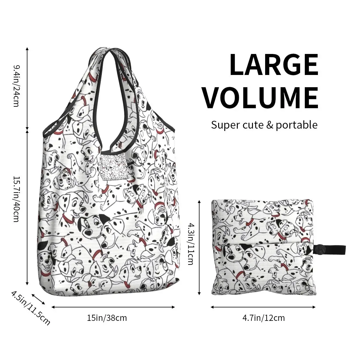 Disney Films One Hundred And One 101 Dalmatians Groceries Shopping Tote Bags Fashion Animated Shopper Shoulder Bag Handbags