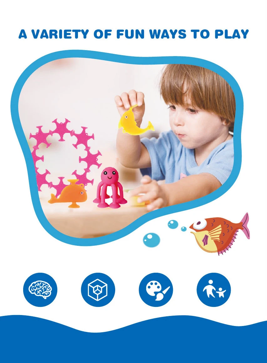 Meerestiere Saugnapfspielzeug, Badespielzeug für Kinder, Saugnapf in Form von Meerestieren, Reisebausteine für Fenster – Detail 1