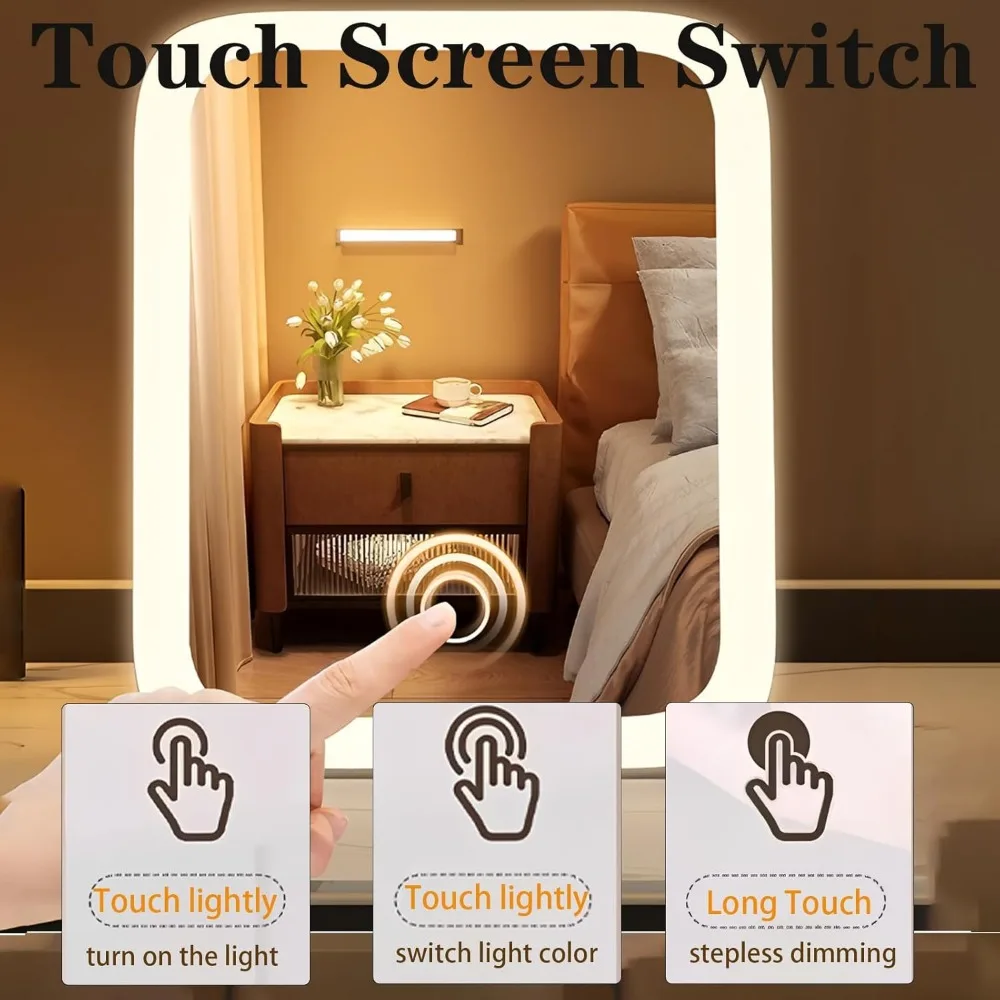 Espelho de vaidade com luzes, espelho de maquiagem iluminado de 7x6 Polegada, espelho de vaidade led de beleza pequena portátil com luzes, controle de toque inteligente