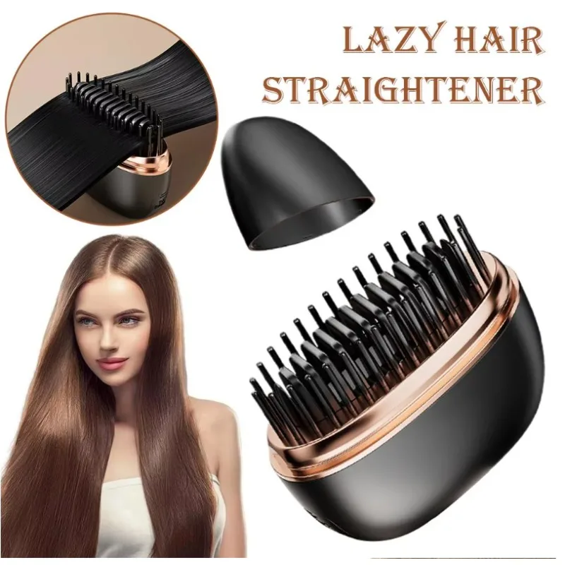 

Электрическая расческа-выпрямитель для волос с подогревом, портативная мини-щетка для выпрямления волос, 3 температурных режима, защита от ожогов, для мужчин и женщин