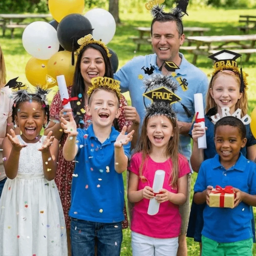 

Праздничная повязка на голову для выпускного: нескользящая, блестящая, с кисточками, в виде выпускной шапочки, обруч для волос в виде докторской шапочки