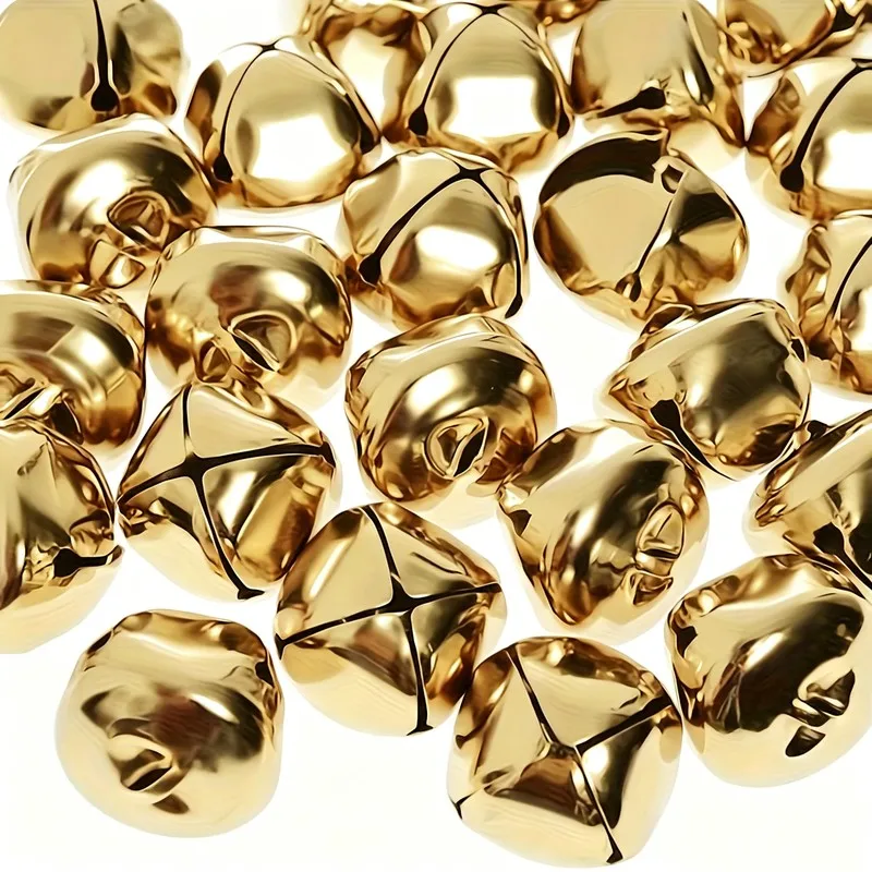 120 pcs 10mm Cross Bells, Small Delicate Size, Pet Collar Charm Christmas Tree Decor, Clear Crisp Sound, Gold