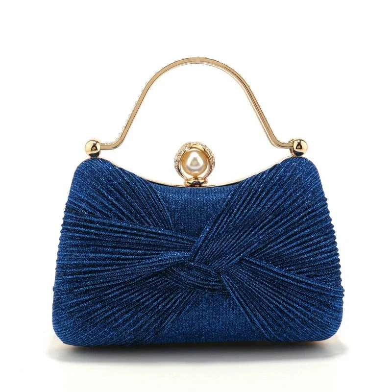 

Ladies New Pleated Evening Banquet Bag,Exquisite Shiny Hand-held Evening Gown Bag,Dress Party Versatile Crossbody Handbag