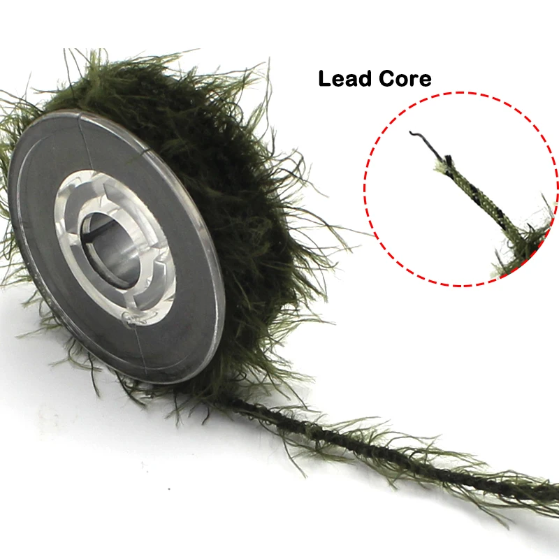 5m Carp Fishing Line Leader Camo Weed Effect Leadcore Carp Rigs Helicopter Rigs 35/45LB For Carp Fishing Tackle Accessories