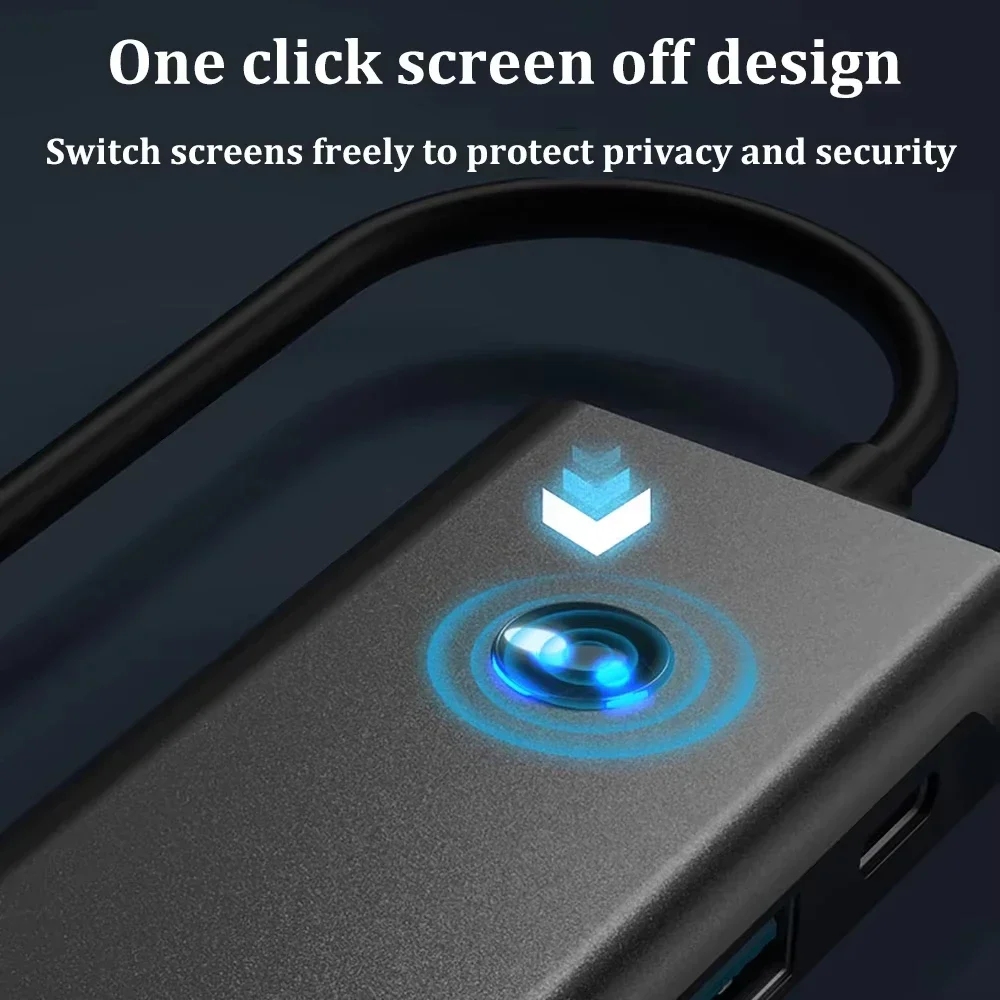 محطة إرساء USB C 9-IN-1 TYPE-C HUB إلى HDMI 4K 60 هرتز مع زر إيقاف الشاشة USB 3.0 5Gbps HUB 100W شحن سريع لجهاز MacBook