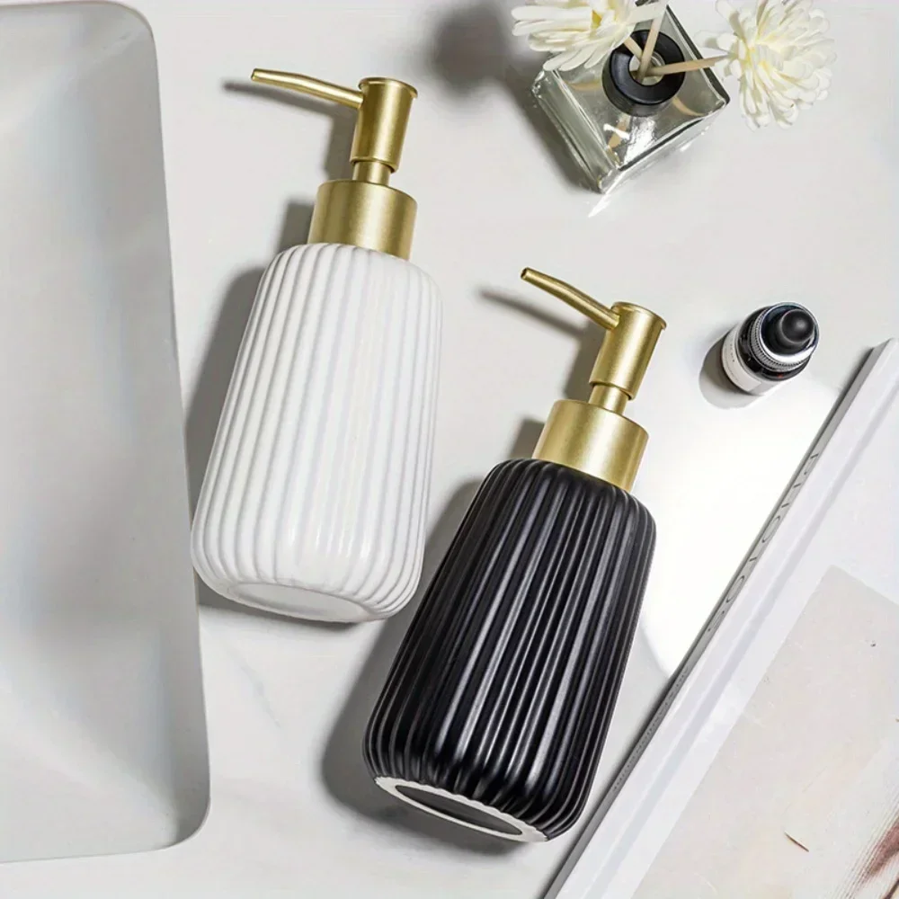 1pc simple 300ml ceramic hand sanitizer bottle push soap dispenser bathroom toilet shower gel shampoo filling bottle