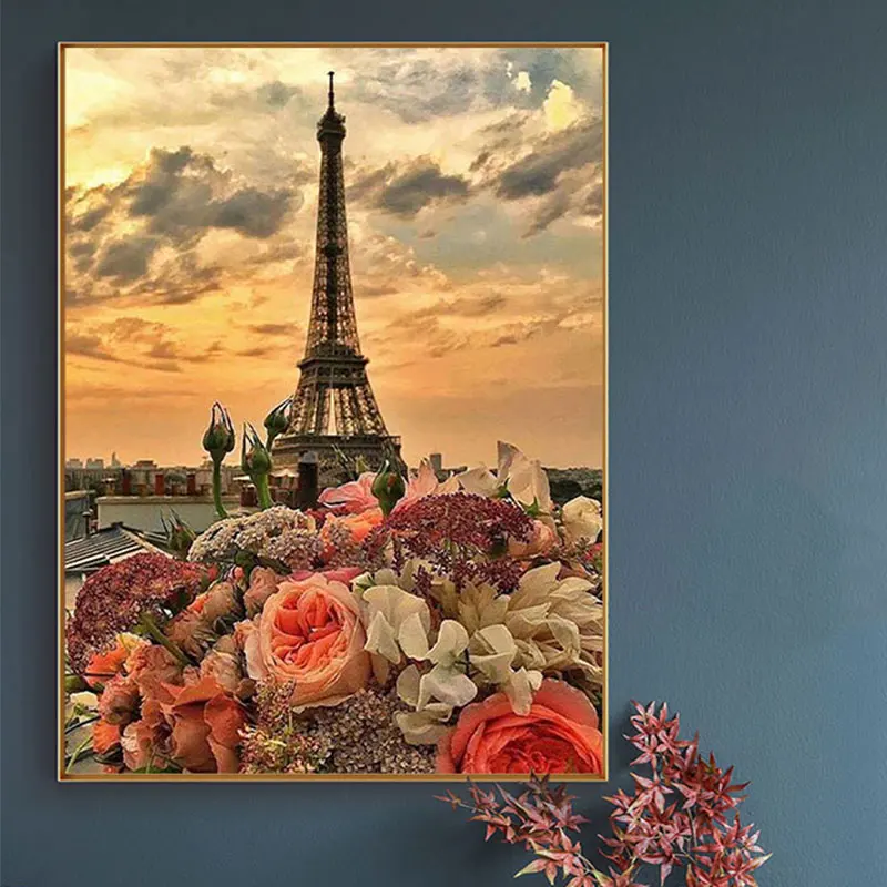 5D pittura diamante fai da te parigi torre Eiffel pieno diamante rotondo mosaico scenario diamante ricamo Kit strass decorazione della casa