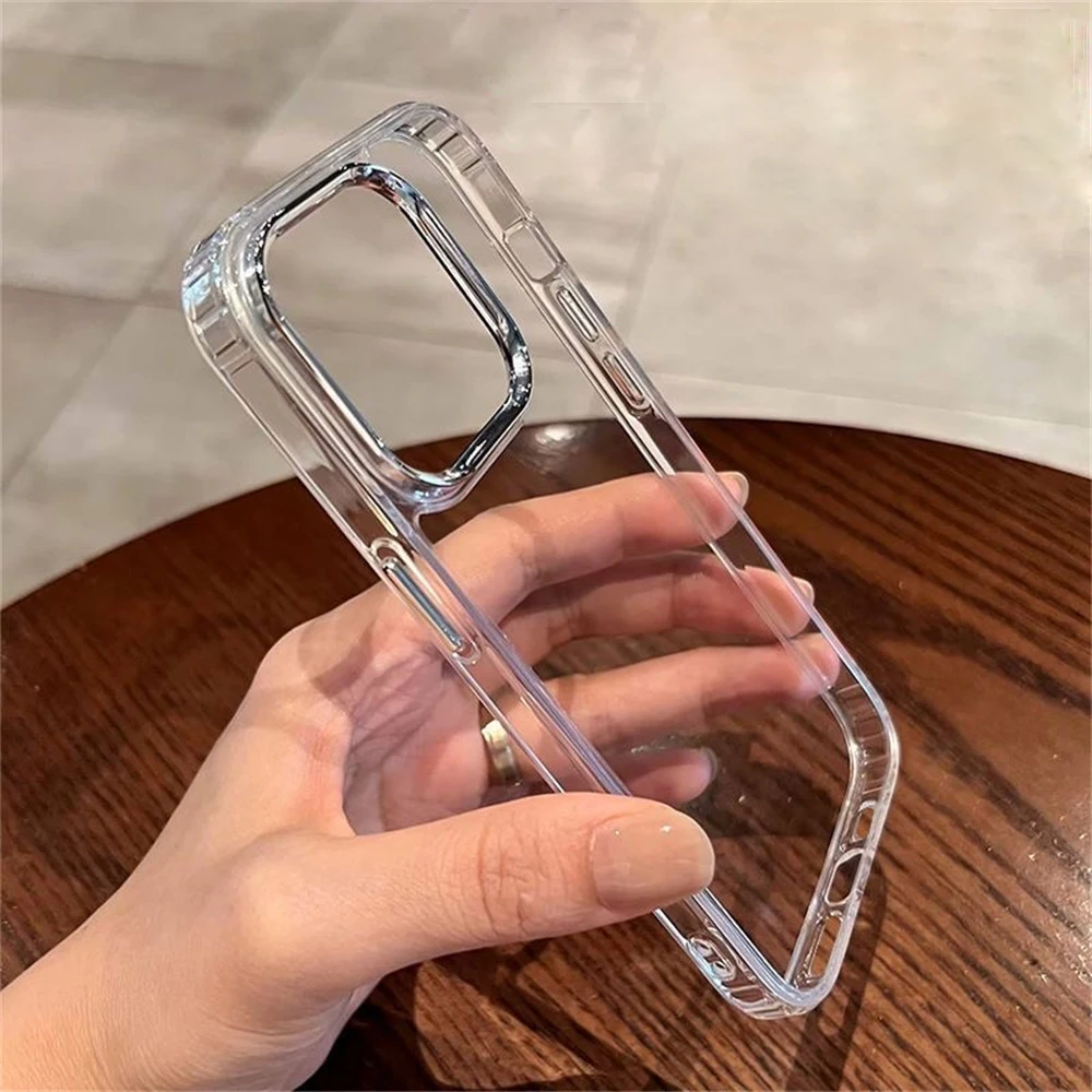 X XS MAX حافظة كروم حلقة الكاميرا وغطاء أزرار لهاتف آيفون 16 برو ماكس 14 بلس 11 12 13 واضح سليم مقاوم للصدمات الهاتف كابا كوكه #3