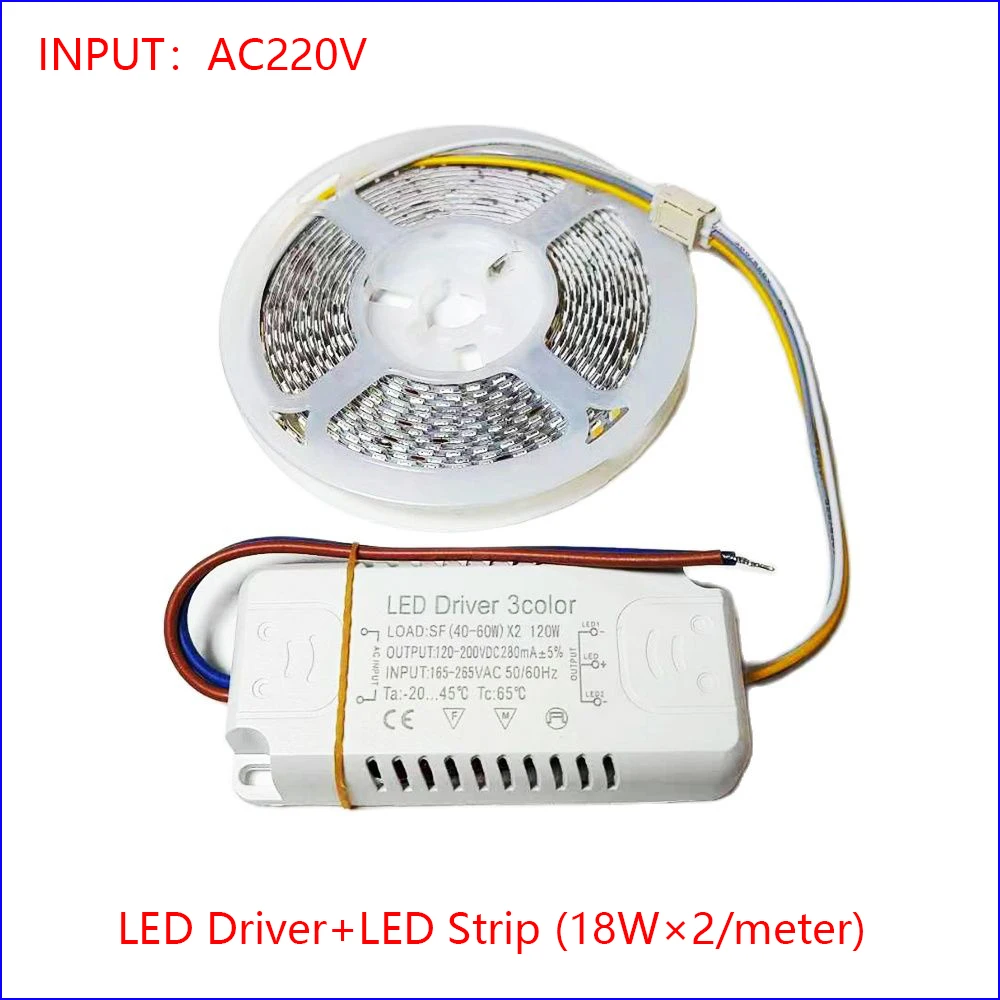 Highlight (3 solder joints) 7MM-180D-5B9C×2 3Colors LED Strip AC220V 200-280mA Work With LED Driver be used in chandeliers