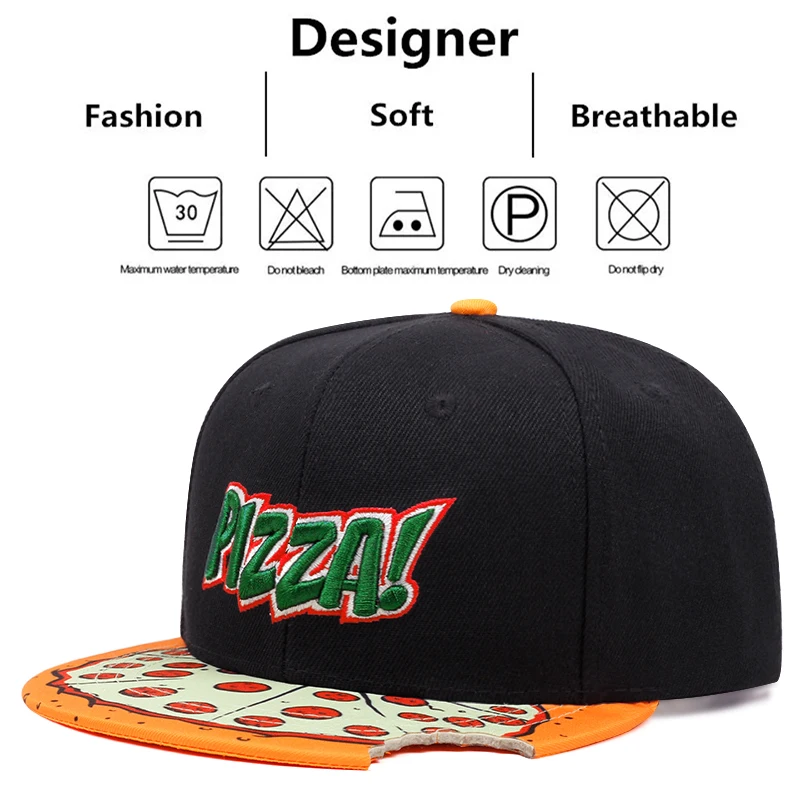 Fashion PIZZA Embroidered Cap Men Women Adjustable Hip Hop Baseball Cap For Unisex Adult Outdoor Sun Hat Snapback Hats