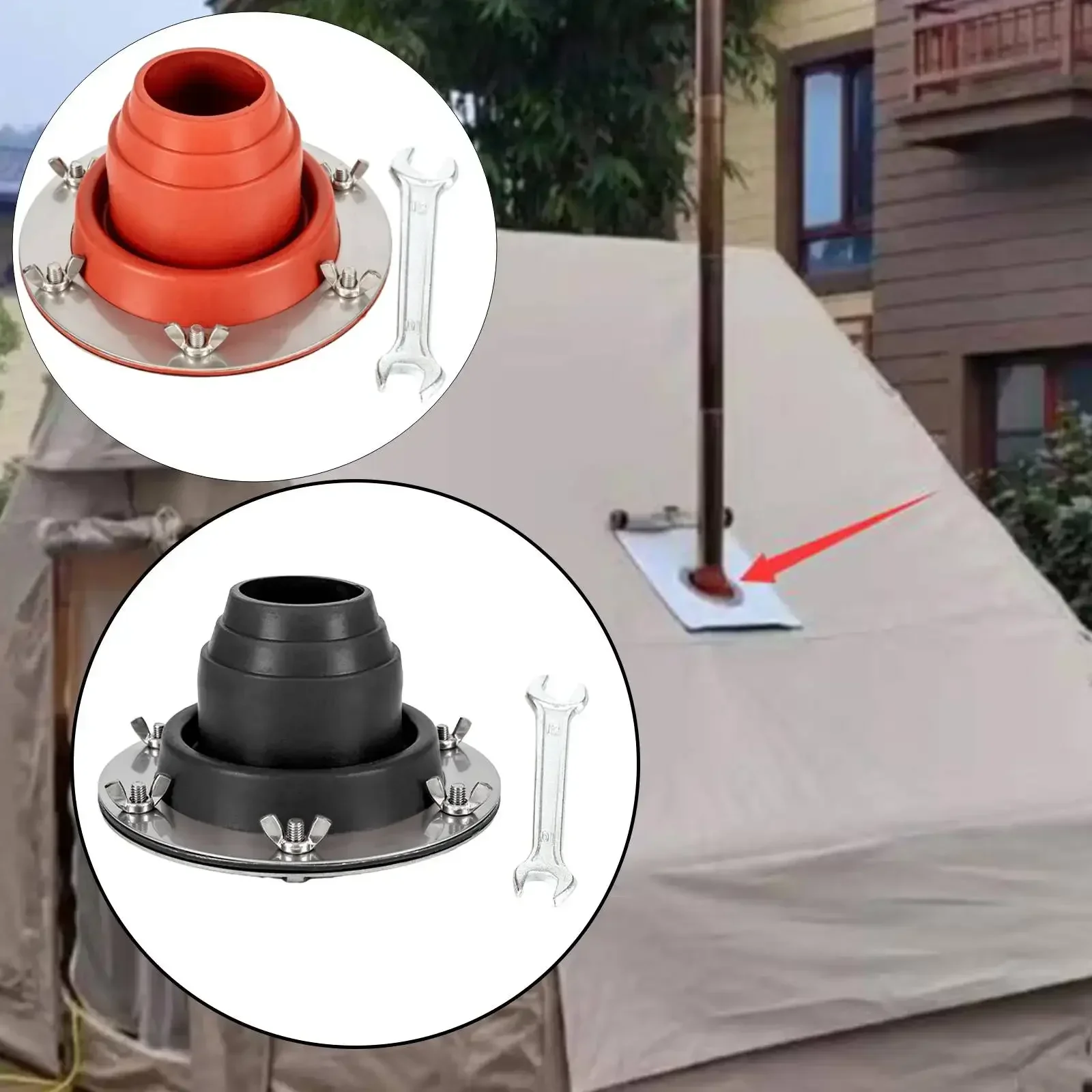 Silicone Tent Stove Jack, Chimney Vent Firewood Stove Silicone Pipe Flashing, Anti Scald Protection Ring for Hot Stove Sheds