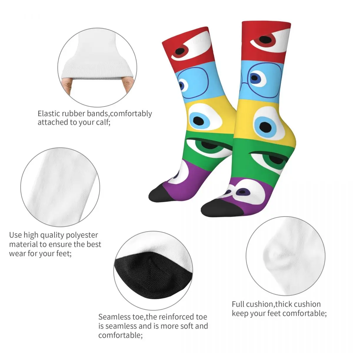 Autumn Winter Harajuku Men's Women's Cartoon Insides Emotions Out Socks Anxiety Anger Sadness Non-slip Football Socks