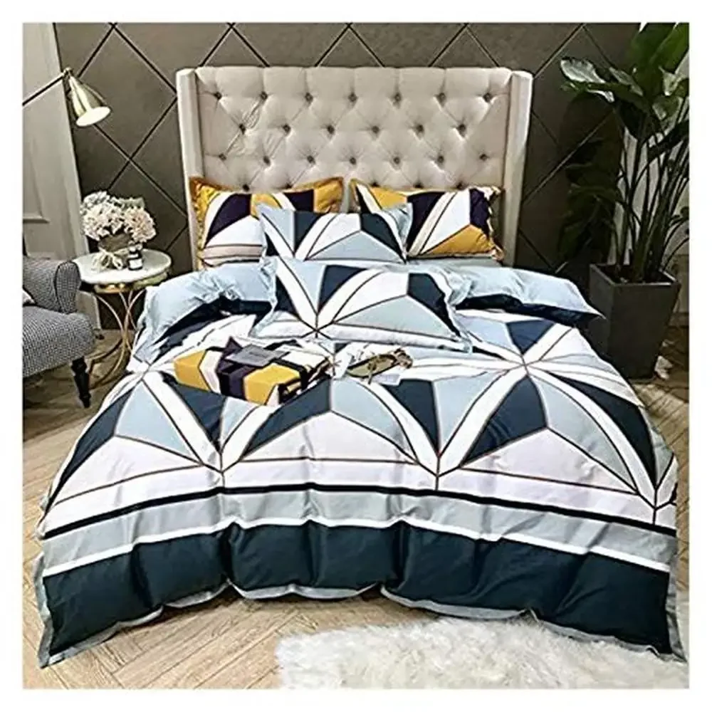 Luxury Microfiber Bedding Set 4 Piece Quilt Cover Bed Sheet Pillowcases Double Bed Bedroom Series Soft Breathable Gift Suitable