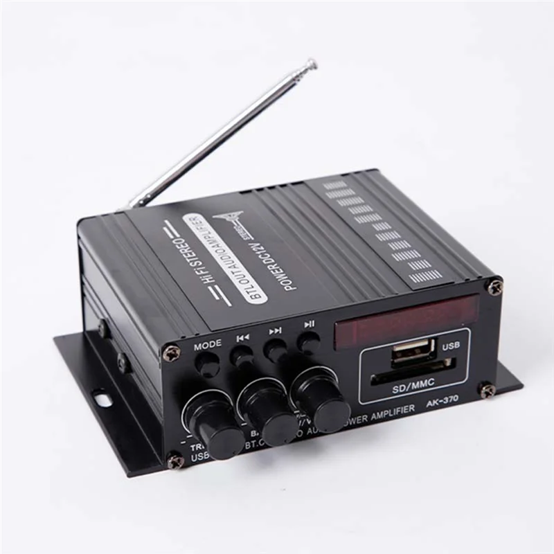 AK370 Home Digital Amplifier Mini Hifi Bluetooth Audio Power Amplifier for SD Card U Disk Aux Speaker Mp3 Stereo Sound