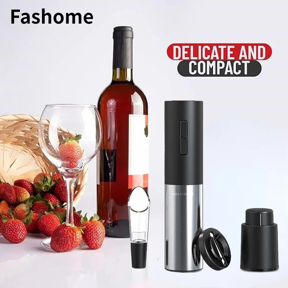 Wine Corkscrew Electric Wine Bottle Opener Rechargeable Automatic Red Wine Opener Set With Base, Pourer, Vacuum Stoppers