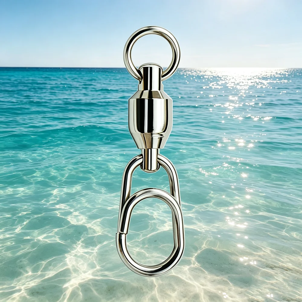 200pcs Saltwater Fishing Tackle Terminal Connectors Swivel Double Rolling Bearing Swivel + Oval Pin Snap Pesca Fishing Accessory
