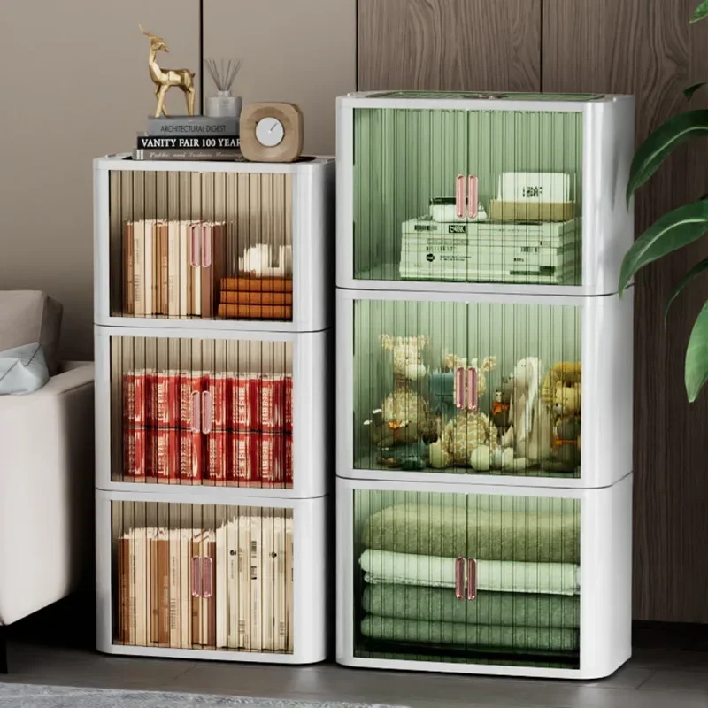 

Foldable Plastic Storage Boxes Roll-up Door Makeup Organizer Miscellaneous Organizer Required Storage Cabinet for Home