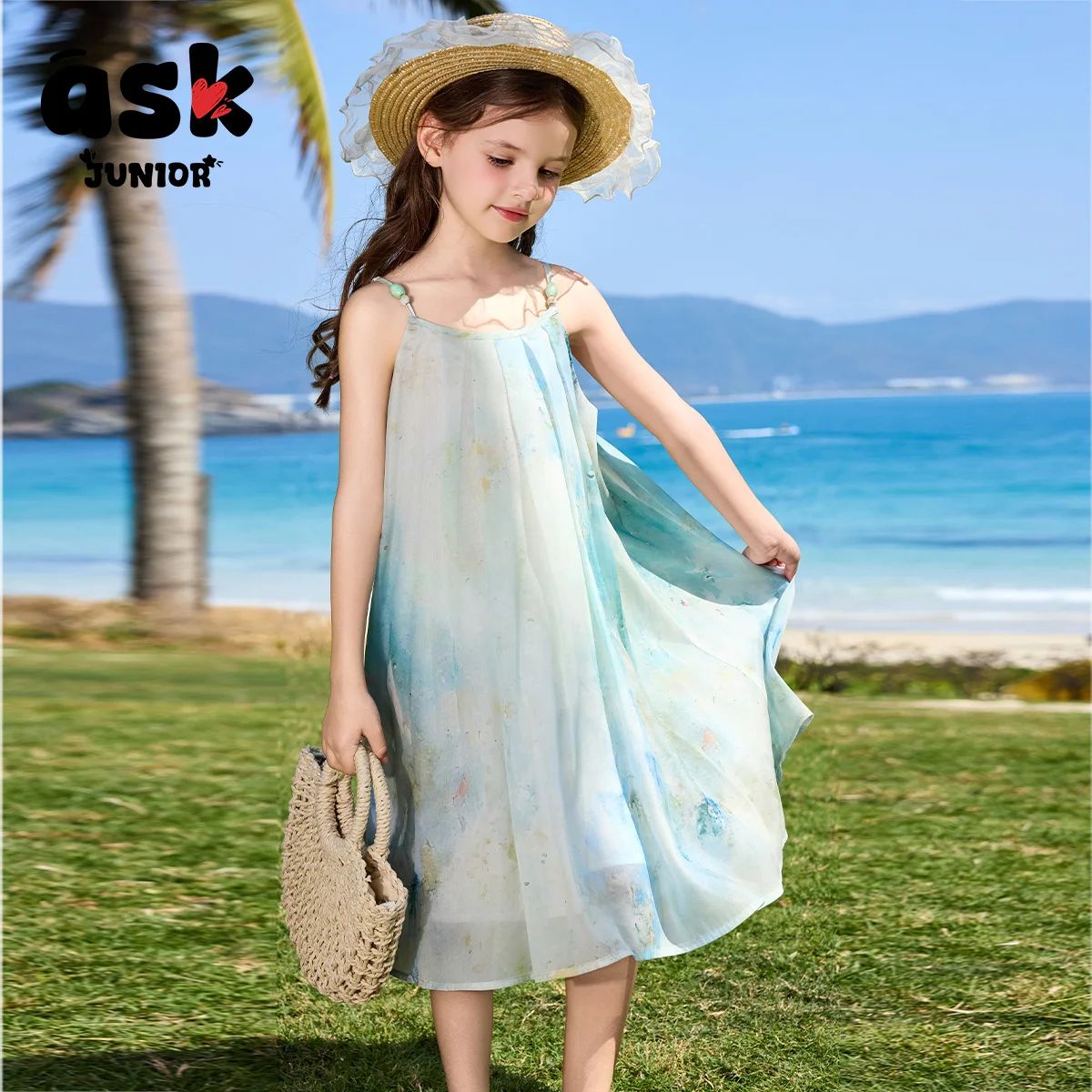 تنورة شيفون رقيقة بحمالات للأطفال في الصيف في منتصف العمر وكبار السن ، فستان مراهقات ، نمط عطلات للبنات #6