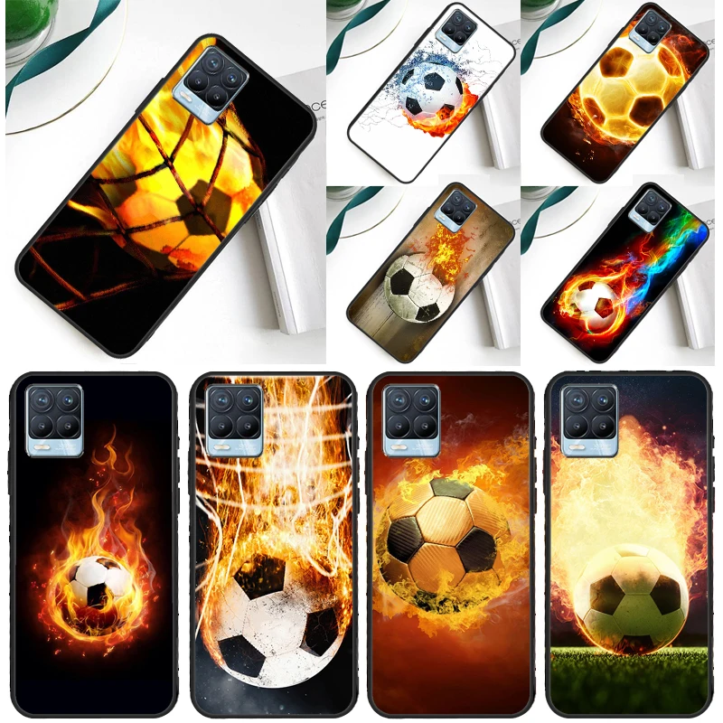 Fire Football Soccer Ball For OnePlus 11 10 Pro 10T Nord CE 2 Lite Realme C55 C35 C33 C31 C30 C21Y GT Neo 5 3 2T Case