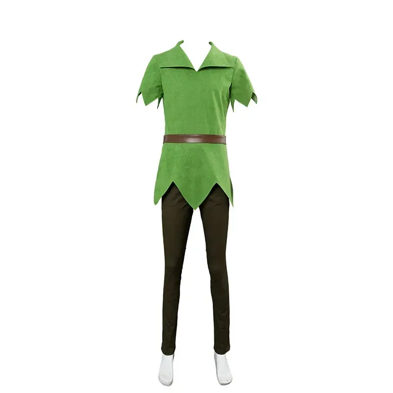 Film Peter Pan Costume Cosplay Cappello Elfo Verde Uniforme Per Adulti Bambini Costume di Carnevale di Halloween Vestito Operato Da Uomo
