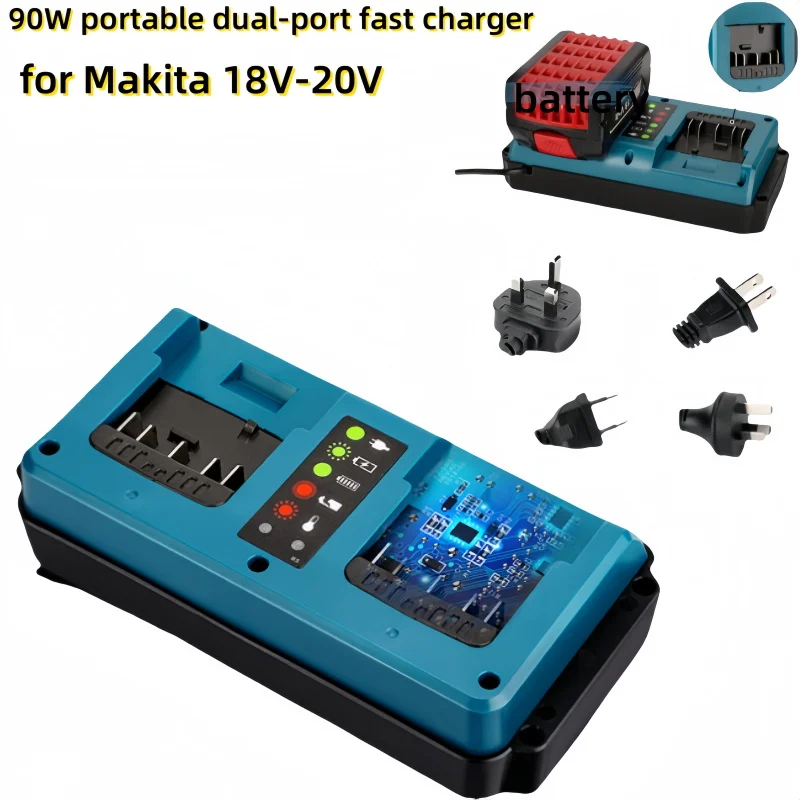 

Portable Dual Port Fast Charger for Makita 18V-20V Lithium Battery Rechargeable BL1815 BL1820 BL1830 BL1850 Fast Charger