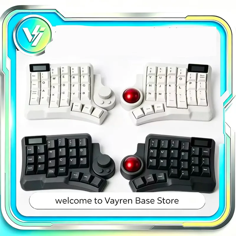 Velvet Curved Split Keyboard PMW3610 Trackball 3D Printed Shell Dual Mode Nice View Screen ZMK for PC Office Typing Gaming Setup