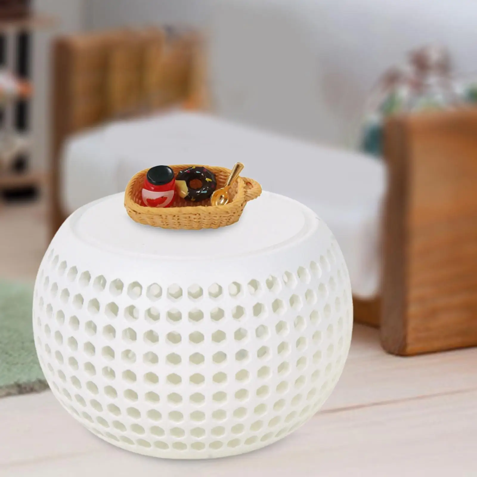 

1:12 Dollhouse Round Table Dollhouse Bedside Table Pretend Play Resin Handmade Side Table Dollhouse Furnishing for Dollhouse