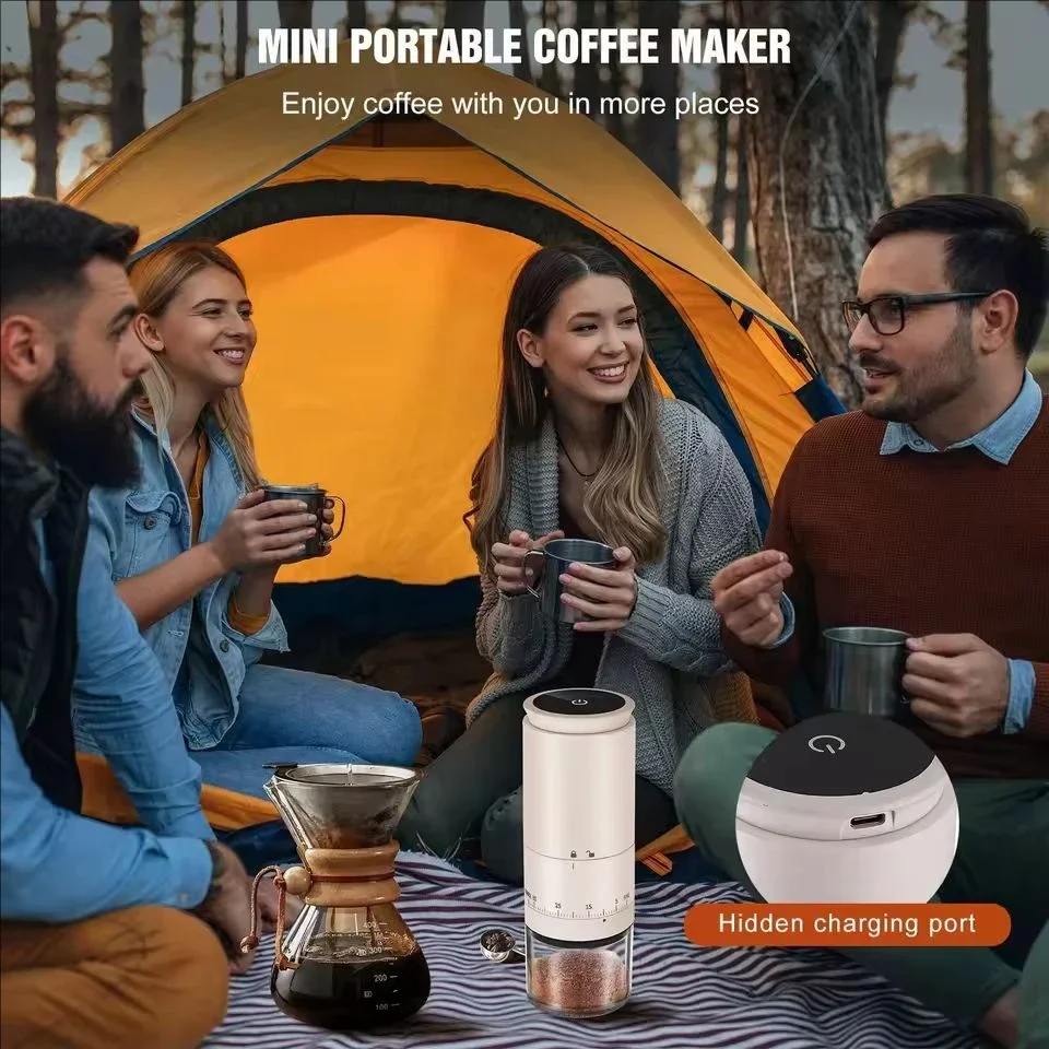 New 1500mAh Electric Coffee Grinder Externally Adjustable Type-C Charging Coffee Burr Grinder Bean Grinding Machine Coffe