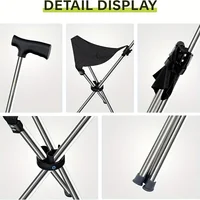 2-in-1 Folding Cane and Chair Foldable Travel Cane, Suitable for Hiking, Camping, Outdoor Activities 4